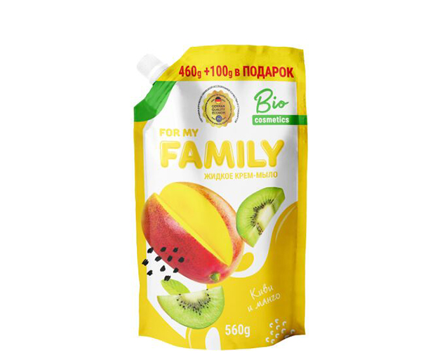 FOR MY FAMILY liquid cream soap with Kiwi and mango